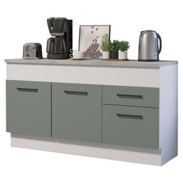 Balcão Madesa Agata 150 cm 2 Portas e 2 Gavetas (Com Tampo) - Branco/Cinza Branco/Cinza