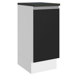 Balcão 100% MDF 35 cm 1 Porta Branco Preto Acordes Madesa Branco/Preto