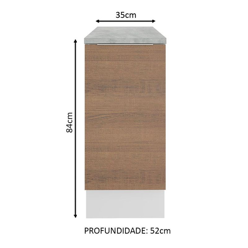 Balcão Madesa Stella 35 cm 1 Porta - Branco/Rustic
