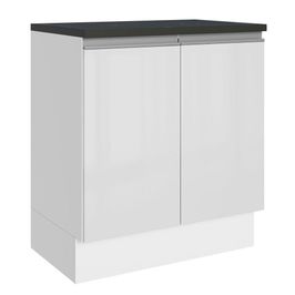 Balcão 100% MDF 70 cm 2 Portas Frentes Branco Brilho Acordes Madesa Branco