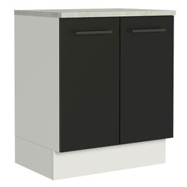 Balcão de Cozinha Madesa Agata 70 cm 2 Portas - Branco/Preto Branco/Preto