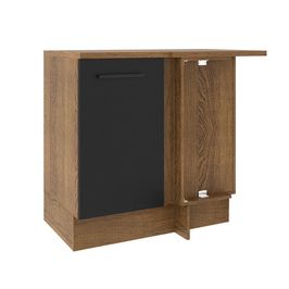 Balcão de Canto Madesa Agata 1 Porta - Rustic/Preto Rustic/Preto