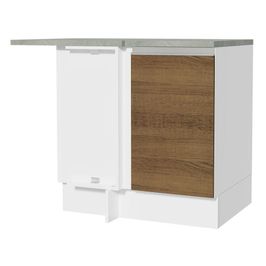 Balcão de Canto Madesa Glamy 1 Porta - Branco/Rustic Branco/Rustic