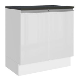 Balcão Madesa Acordes 100% MDF 80 cm - 2 Portas Branco Brilhante Branco