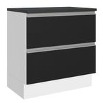Balcão 100% MDF 80cm 2 Gavetas Branco/Preto Acordes Madesa