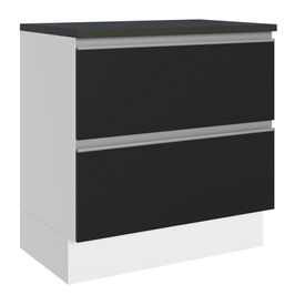 Balcão 100% MDF 80cm 2 Gavetas Branco/Preto Acordes Madesa Branco/Preto