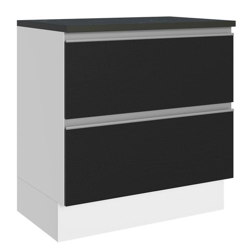 Balcão 100% MDF 80cm 2 Gavetas Branco/Preto Acordes Madesa
