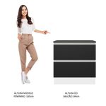 Balcão 100% MDF 80cm 2 Gavetas Branco/Preto Acordes Madesa