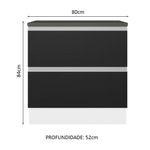 Balcão 100% MDF 80cm 2 Gavetas Branco/Preto Acordes Madesa
