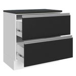 Balcão 100% MDF 80cm 2 Gavetas Branco/Preto Acordes Madesa