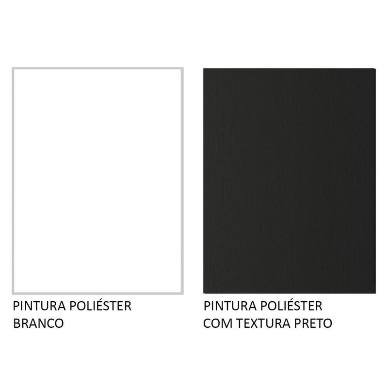 Balcão 100% MDF 80cm 2 Gavetas Branco/Preto Acordes Madesa