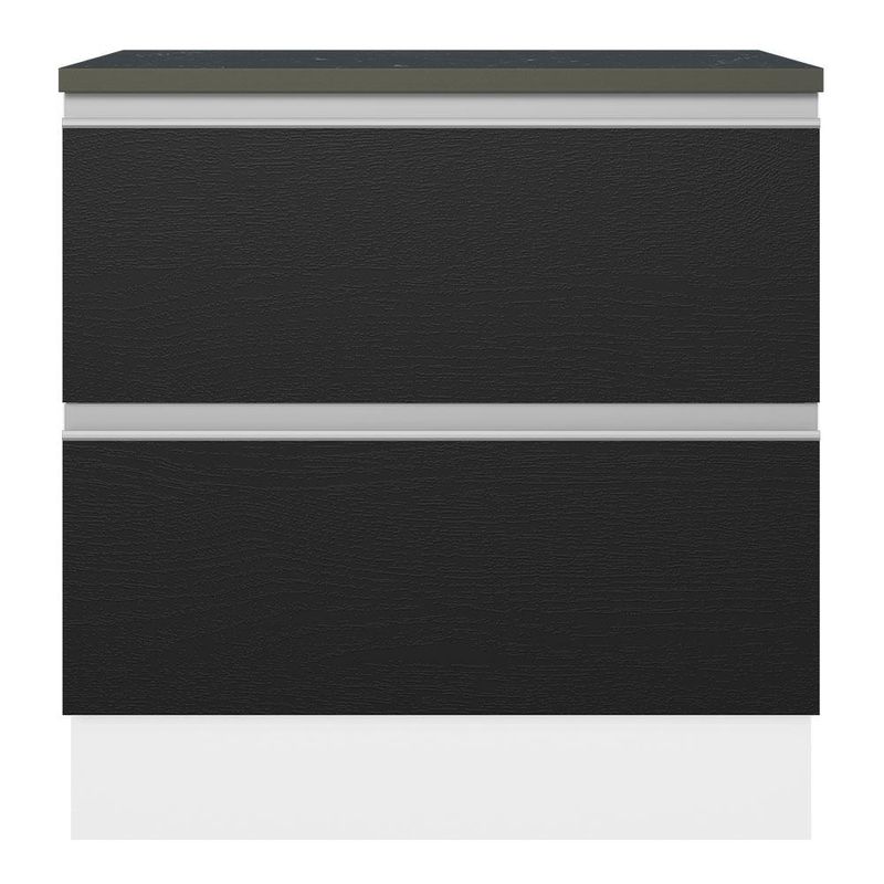 Balcão 100% MDF 80cm 2 Gavetas Branco/Preto Acordes Madesa