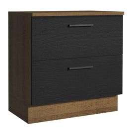 Balcão 80 cm 2 Gavetas Rustic/Preto Agata Madesa Rustic/Preto