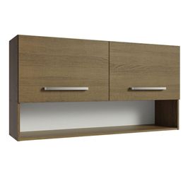 Armário Aéreo Cozinha 105cm 2 Portas 1 Nicho Rustic Emilly Madesa Rustic