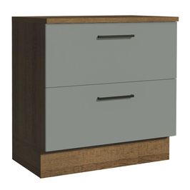 Balcão 80 cm 2 Gavetas Rustic/Cinza Agata Madesa Rustic/Cinza