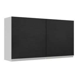 Armário Aéreo Madesa Glamy 120 cm 2 Portas - Branco/Preto Branco/Preto