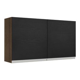 Armário Aéreo Madesa Glamy 120 cm 2 Portas - Rustic/Preto Rustic/Preto