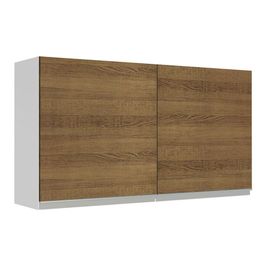 Armário Aéreo Madesa Glamy 120 cm 2 Portas - Branco/Rustic Branco/Rustic