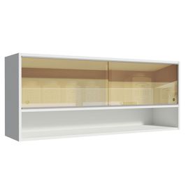 Armário Aéreo Madesa 2 Portas Correr Vidro Reflex 1 Nicho para Cozinhas Glamy, Lux e Reims - Branco Branco