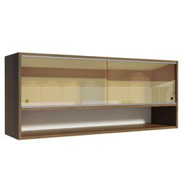 Armário Aéreo Madesa 2 Portas Correr Vidro Reflex 1 Nicho para Cozinhas Glamy, Lux e Reims - Rustic Rustic