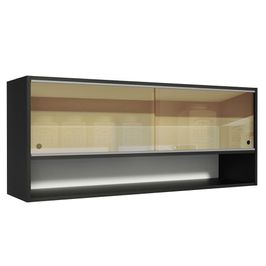 Armário Aéreo Madesa Reims 2 Portas de Correr de Vidro Reflex 1 Nicho - Preto Preto