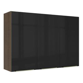 Armário Aéreo Madesa Lux 120 cm 3 Portas - Rustic/Preto Rustic/Preto