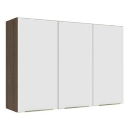 Armário Aéreo 120 cm 3 Portas Rustic/Branco Veludo Lux Madesa Rustic/Branco Veludo