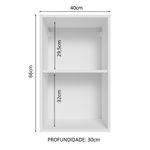 Armário Aéreo 40 cm com 2 Nichos Abertos para Cozinha Madesa Lux, Glamy, Agata, Stella - Branco