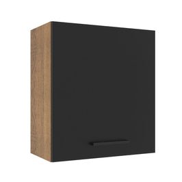 Armário Aéreo Madesa Agata 60 cm 1 Porta - Rustic/Preto Rustic/Preto