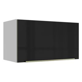Armário Aéreo Madesa Lux 60 cm 1 Porta Basculante - Branco/Preto Branco/Preto