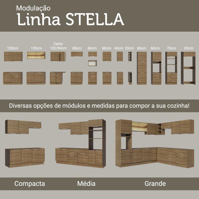 Armário Aéreo de Canto Madesa Stella 1 Porta - Rustic