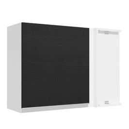 Armário Aéreo de Canto Madesa Glamy 1 Porta - Branco/Preto Branco/Preto