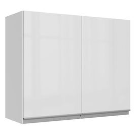 Armário Aéreo Madesa Acordes 100% MDF 80 cm - 2 Portas Branco Brilho Branco