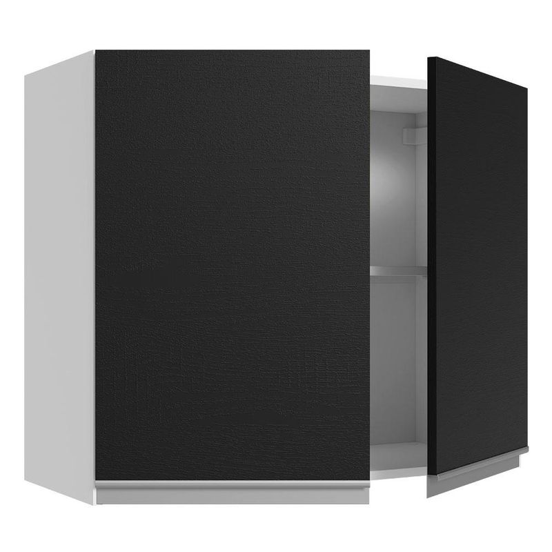 Armário Aéreo 100% MDF 80 cm 2 Portas Branco/Preto Acordes Madesa