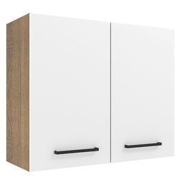 Armário Aéreo Madesa Agata 80 cm 2 Portas - Rustic/Branco Rustic/Branco