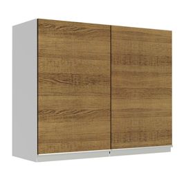 Armário Aéreo Madesa Glamy 80 cm 2 Portas - Branco/Rustic Branco/Rustic