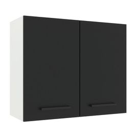 Armário Aéreo Madesa Agata 80 cm 2 Portas - Branco/Preto Branco/Preto