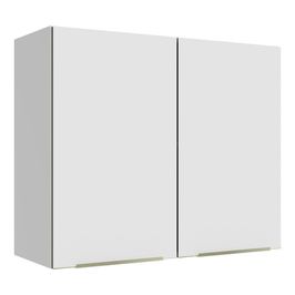 Armário Aéreo Madesa Lux 80 cm 2 Portas - Branco/Branco Veludo Branco/Branco Veludo