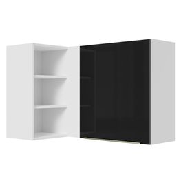 Armário Aéreo de Canto com Adega Acoplada Madesa Lux 1 Porta - Branco/Preto Branco/Preto