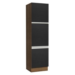 Paneleiro Madesa Glamy 60 cm 3 Portas - Rustic/Preto Rustic/Preto