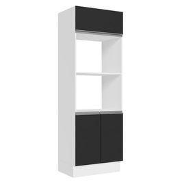 Torre Quente 100% MDF 70 cm para 2 Fornos Branco/Preto Acordes Madesa Branco/Preto