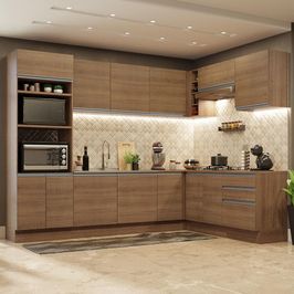 Cozinha Completa de Canto Madesa Glamy 479001 com Armário e Balcão (Sem Tampo e Pia) - Rustic Rustic