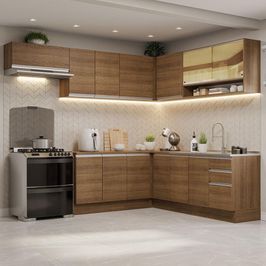 Armário de Cozinha Completa de Canto 469cm Rustic Glamy Madesa 01 Rustic