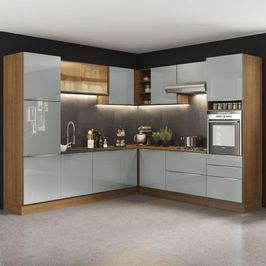 Cozinha Completa Madesa Lux de Canto com Armário e Balcão - Rustic/Cinza Rustic/Cinza