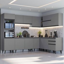 Armário de Cozinha Completa de Canto 465cm Cinza Nice Madesa 01 Cinza