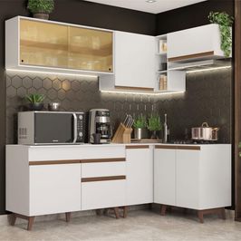 Cozinha Completa de Canto Madesa Reims 332002 com Armário e Balcão - Branco Branco