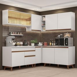 Cozinha Completa de Canto Madesa Reims 382001 com Armário e Balcão - Branco Branco
