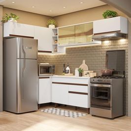Armário de Cozinha Completa de Canto 402cm Branco Reims Madesa 04 Branco