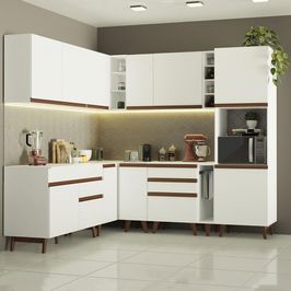Cozinha Completa de Canto Madesa Reims 437001 com Armário e Balcão - Branco Branco