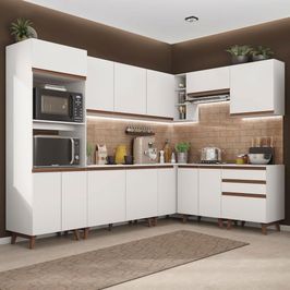 Cozinha Completa de Canto Madesa Reims 462001 com Armário e Balcão - Branco Branco
